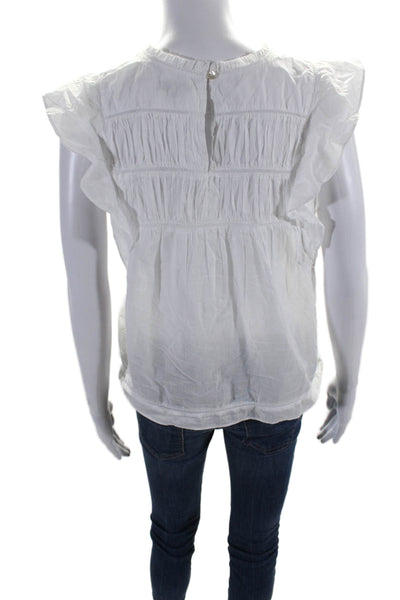 Rails Womens Cotton Short Sleeve Texture Ruffle Flowy Top White Size S