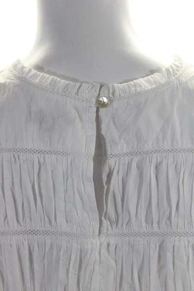 Rails Womens Cotton Short Sleeve Texture Ruffle Flowy Top White Size S