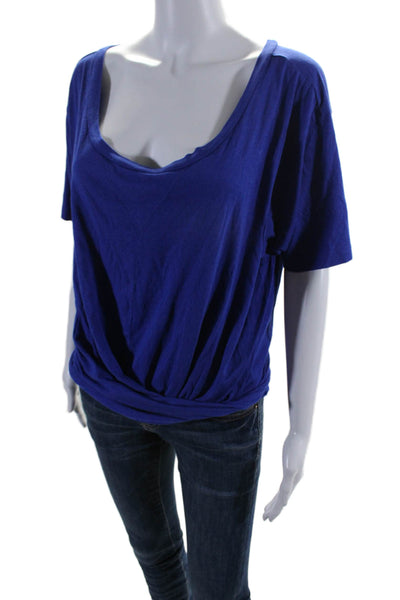 Marc By Marc Jacobs Womens Scoop Neck Short Sleeve Tie Front Casual Top Blue Siz