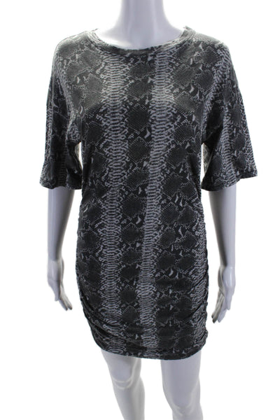 Philanthropy Womens Round Neck Short Sleeve Animal Print T-Shirt Dress Gray Size