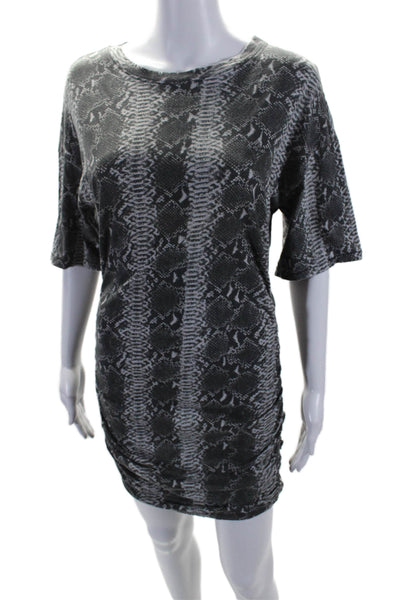 Philanthropy Womens Round Neck Short Sleeve Animal Print T-Shirt Dress Gray Size