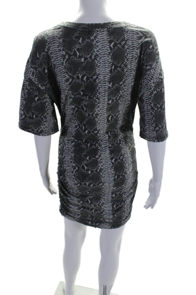 Philanthropy Womens Round Neck Short Sleeve Animal Print T-Shirt Dress Gray Size