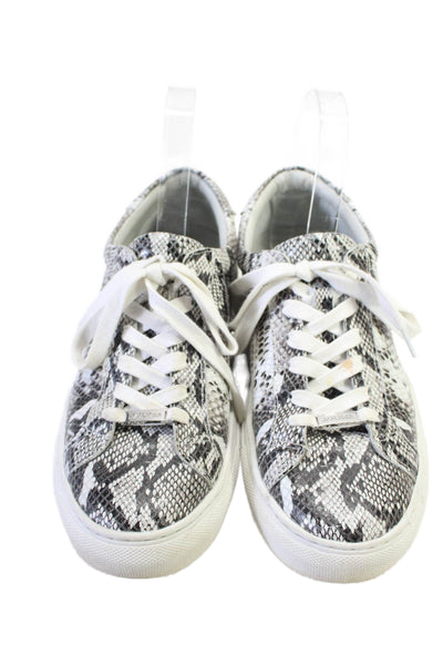 J/Slides Womens Leather Snakeskin Print Low Top Lace Up Sneakers Gray Size 8.5