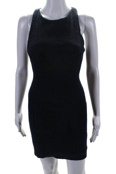 Intermix Women's Round Neck Sleeveless Fitted Mini Dress Navy Blue Size S