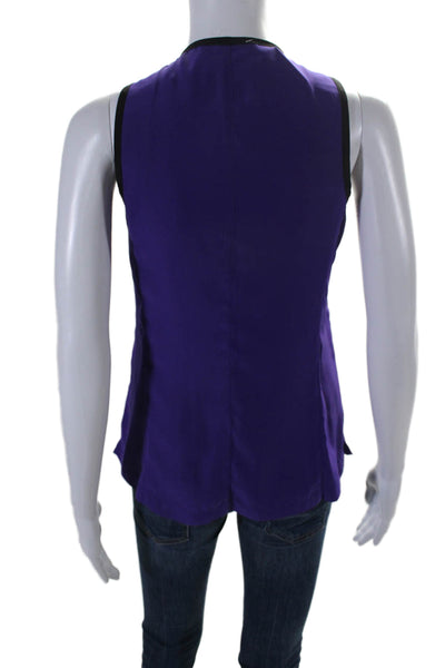 Nanette Lepore Women's Round Neck Sleeveless Half Zip Blouse Purple Size 2