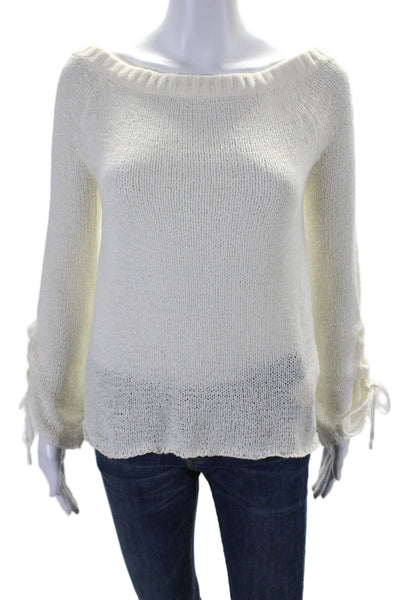 MINKPINK Women's Off The Shoulder Long Sleeves Pullover Sweater Cream Size XS