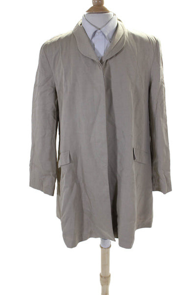 Giorgio Armani Mens Collared Two Pocket Button Up Longline Jacket Beige Size 44