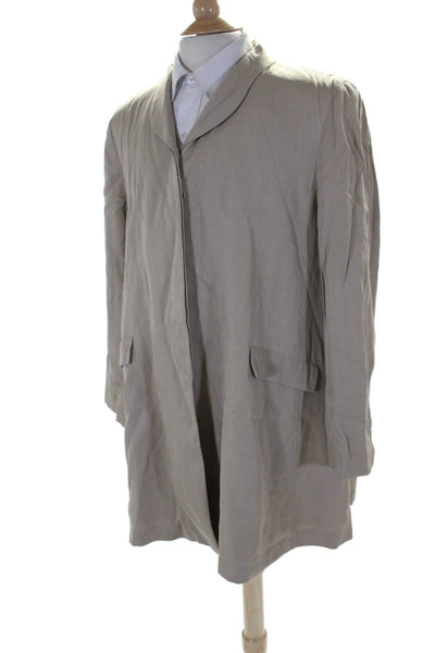 Giorgio Armani Mens Collared Two Pocket Button Up Longline Jacket Beige Size 44