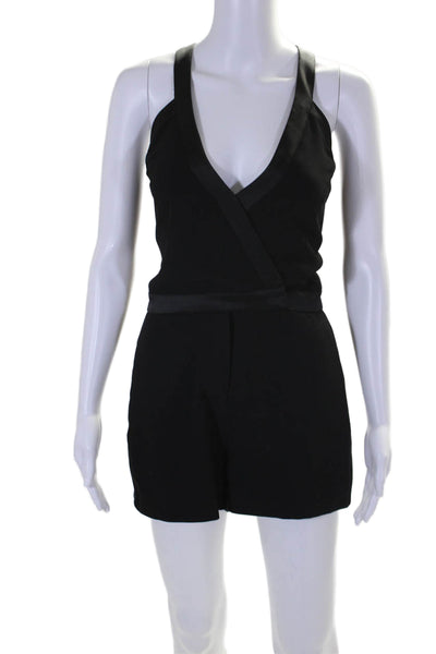 Parker Womens V-neck Strappy Sleeveless Zip Buckle Lined Dress Black Size S