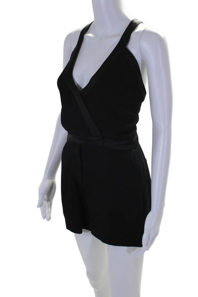 Parker Womens V-neck Strappy Sleeveless Zip Buckle Lined Dress Black Size S