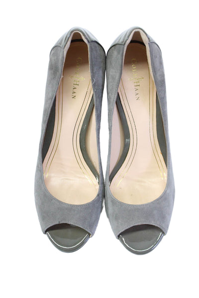 Cole Haan Womens Leather Suede Open Toe Classic Pump High Heels Gray Size 7B