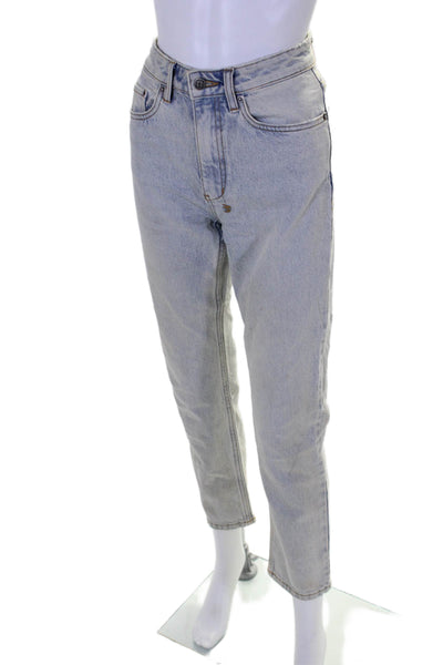 Ksubi Womens Zip Front Straight Leg Light Wash Jeans Denim White Size 26