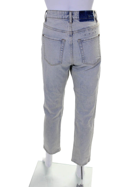 Ksubi Womens Zip Front Straight Leg Light Wash Jeans Denim White Size 26