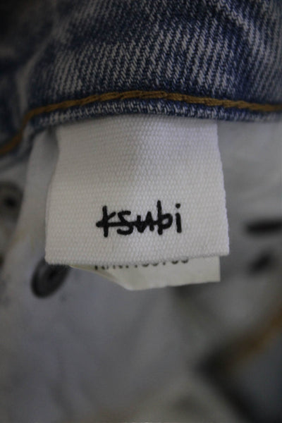Ksubi Womens Zip Front Straight Leg Light Wash Jeans Denim White Size 26