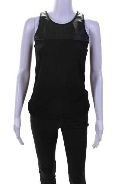 Hunter Bell Womens Leather Fitted Textured Bodycon Fashion Tank Top Black Size X