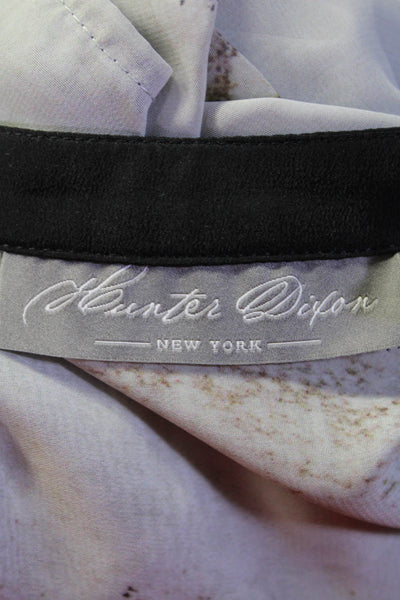 Hunter Dixon Womens Sheer Sleeveless Button Collar Floral Blouse Gray Size XS