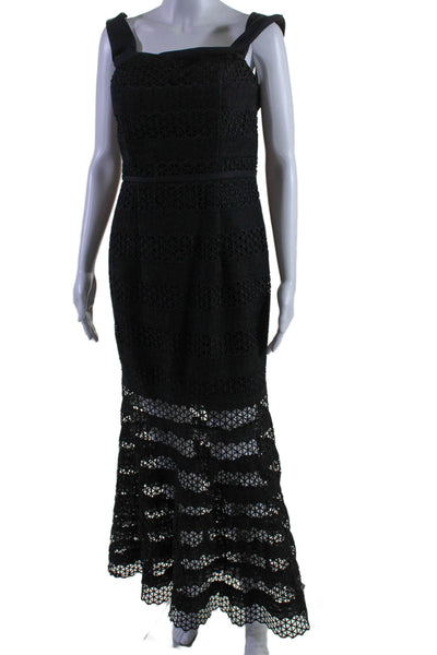 Jarlo Womens Black Cut Out Textured Off Shoulder Sleeveless Gown Dress Size 10