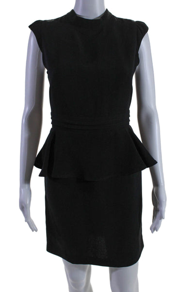 Issue Womens Black Open Tie Back Crew Neck Sleeveless Peplum Dress Size S