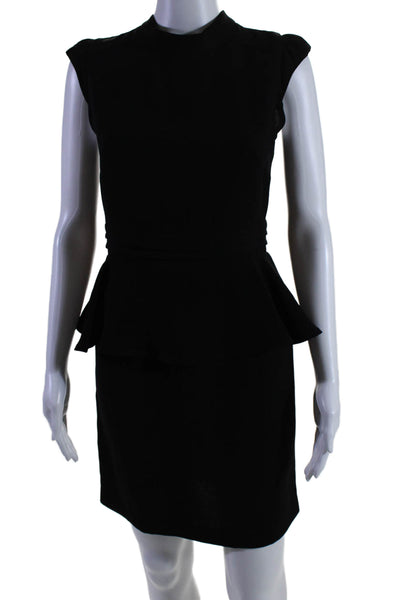 Issue Womens Black Open Tie Back Crew Neck Sleeveless Peplum Dress Size S