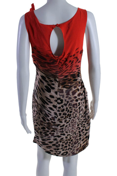 Yoana Baraschi Womens Red Brown Ombre Print Drape Sleeveless Shift Dress Size 8