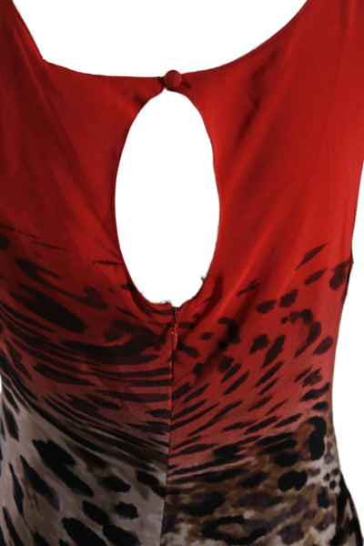 Yoana Baraschi Womens Red Brown Ombre Print Drape Sleeveless Shift Dress Size 8