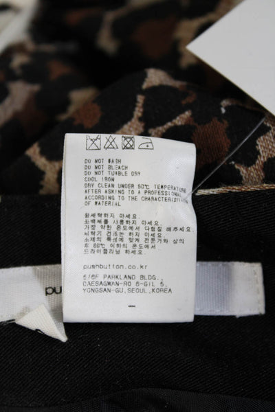Push Button Womens Animal Print High Rise Back Up Pants Brown Black Size Small