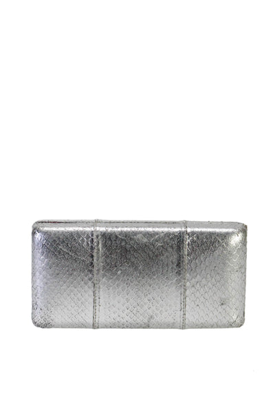 KOTUR Shiny Leather Texture Rectangle Mini Open Closure Clutch Metallic Gray