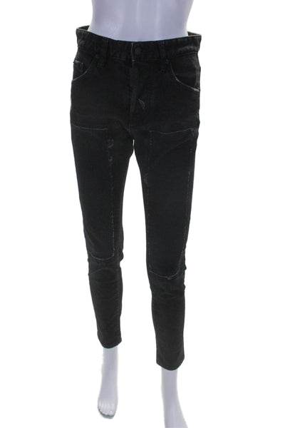 Dsquared2 Womens Cotton Skinny Dan Patchwork Buttoned Jeans Black Size EUR 36