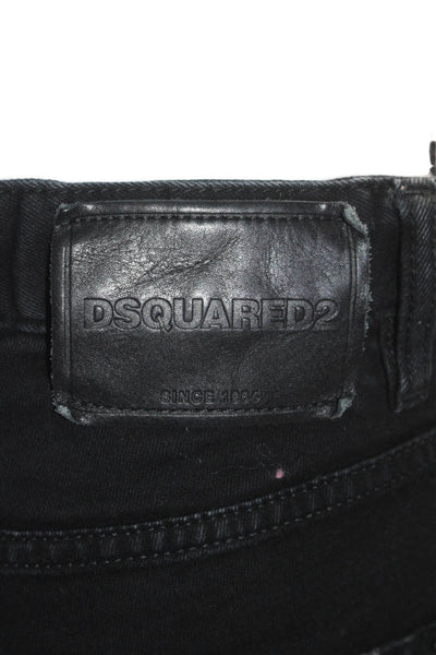 Dsquared2 Womens Cotton Skinny Dan Patchwork Buttoned Jeans Black Size EUR 36