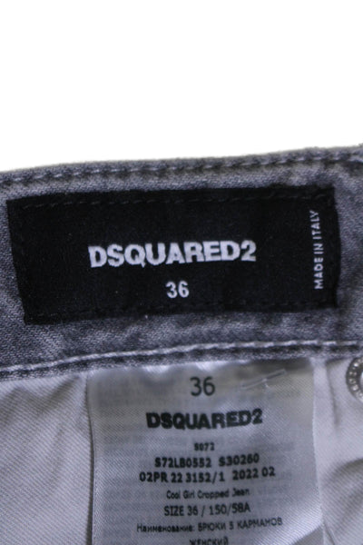 Dsquared2 Womens Cotton Cool Girl Cropped Button Tapered Jeans Gray Size EUR 36