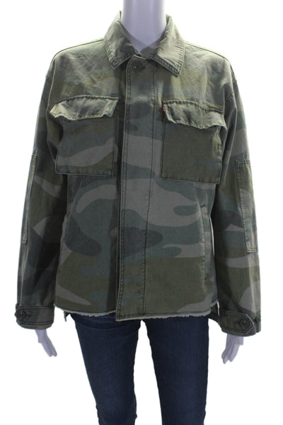 Levis Womens Cotton Camouflage Print Buttoned Collared Jacket Green Size XS