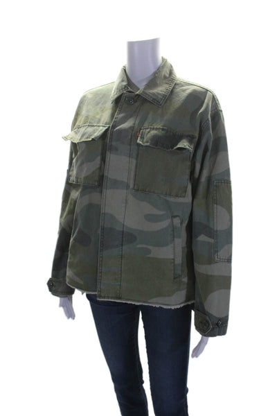 Levis Womens Cotton Camouflage Print Buttoned Collared Jacket Green Size XS