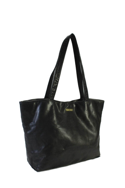 DKNY Womens Leather Magnetic Closure Tote Bag Black Size M