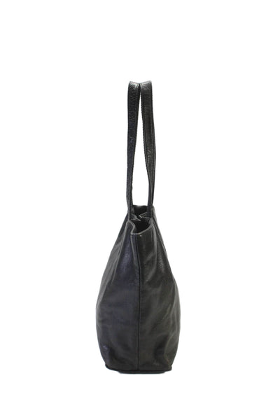 DKNY Womens Leather Magnetic Closure Tote Bag Black Size M