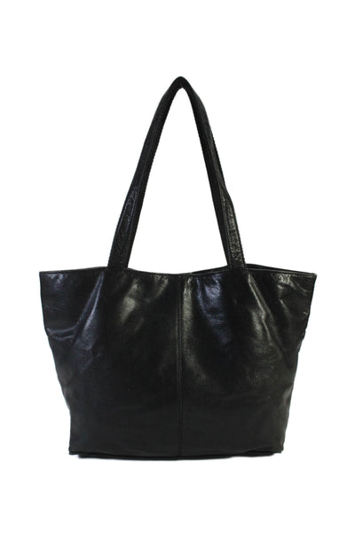 DKNY Womens Leather Magnetic Closure Tote Bag Black Size M