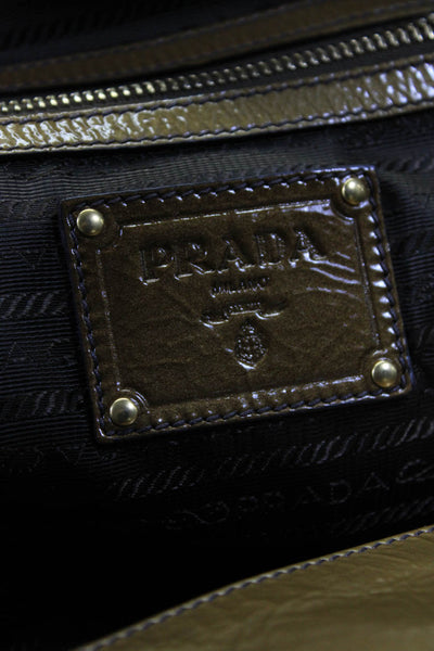 Prada Womens Brown Ombre Patent Leather Boston Satchel Bag Handbag