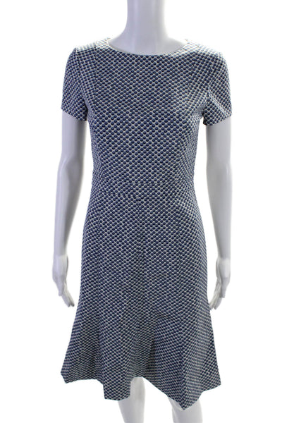 Tory Burch Womens Blue Polka Dot Crew Neck Short Sleeve Shift Dress Size 2