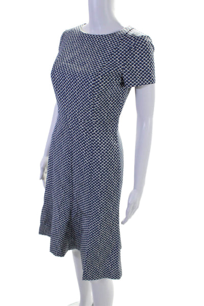 Tory Burch Womens Blue Polka Dot Crew Neck Short Sleeve Shift Dress Size 2