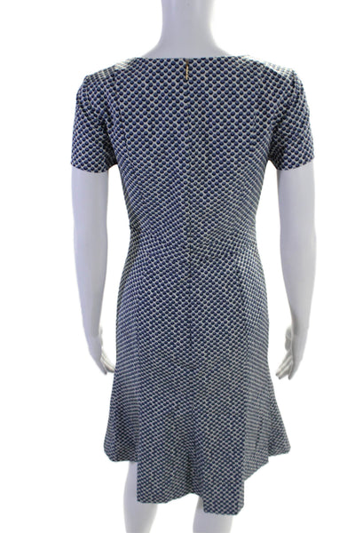 Tory Burch Womens Blue Polka Dot Crew Neck Short Sleeve Shift Dress Size 2