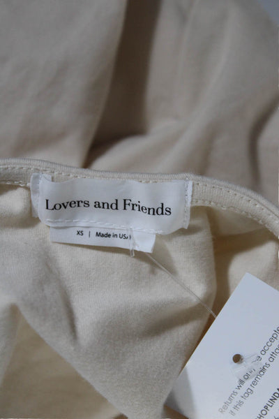 Lovers + Friends Womens Long Sleeve Sweetheart Cropped Shirt Beige Size XS