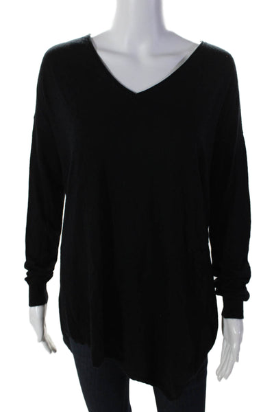 Joie Womens Long Sleeve V Neck Knit High Low Sweater Black Size Small