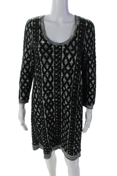 Moth Anthropologie Womens Scoop Neck Sweater Dress Black Gray Size Medium