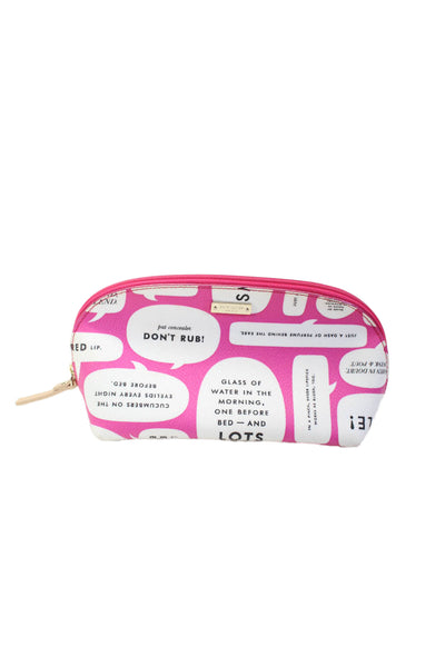 Kate Spade New York Womens Zip Top Quotes Cosmetic Pouch Handbag Pink White