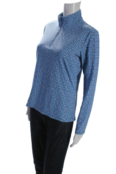 J. Mclaughlin Women's Long Sleeves Quarter Zip Athletic Shirt Blue Size M