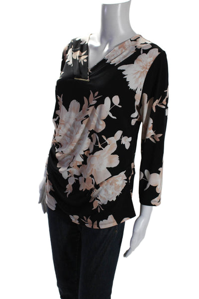 Calvin Klein Women's V-Neck 3/4 Sleeves Floral Workwear Blouse Size S
