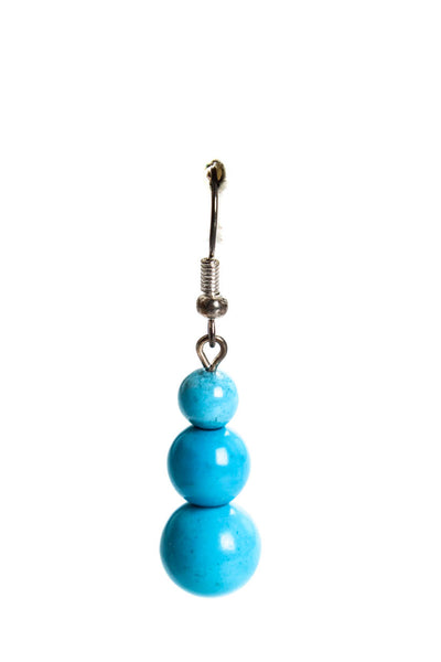 Viktoria Hayman Womens Triple Stacked Bead Dangle Drop Earring Blue