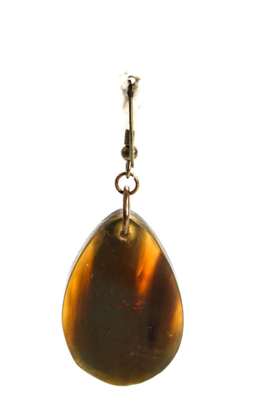 Viktoria Hayman Womens Resin Teardrop Dangle Drop Earrings Brown