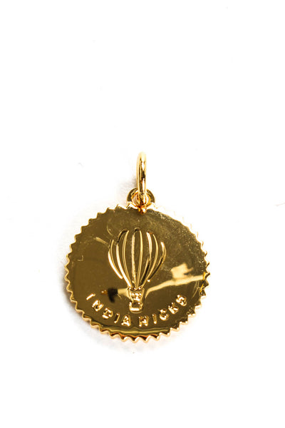 India Hicks Womens Gold Tone "Rise Above It" Hot Air Balloon Round Pendant