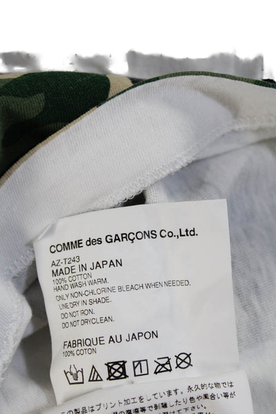 Play Comme Des Garcons Womens White Camouflaged Graphic Crew Neck Tee Top Size L