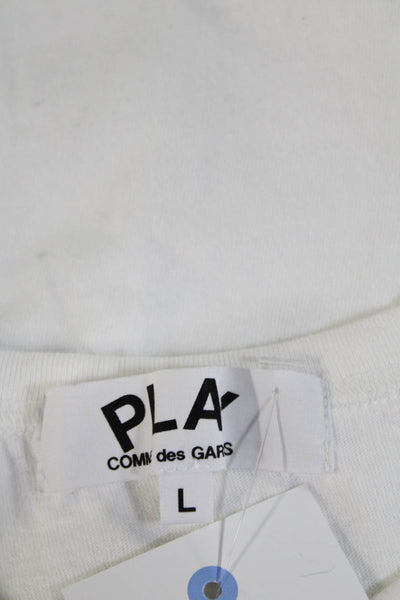 Play Comme Des Garcons Womens White Camouflaged Graphic Crew Neck Tee Top Size L